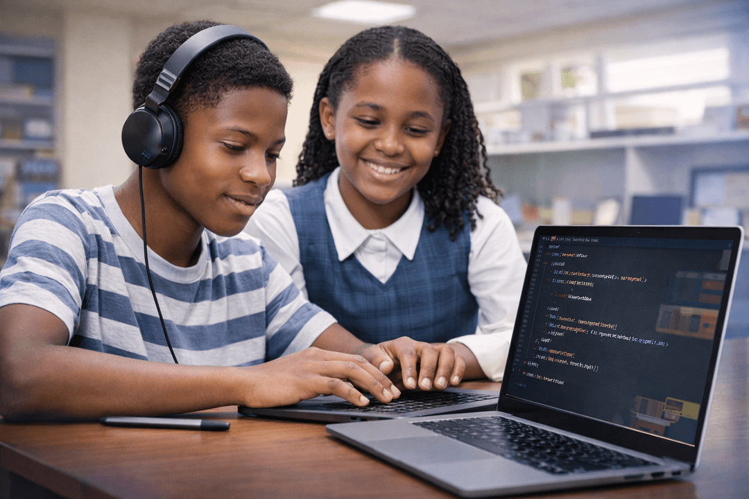 Students learning web development